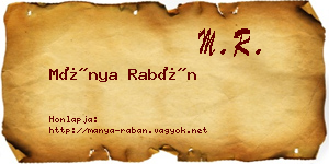 Mánya Rabán névjegykártya
